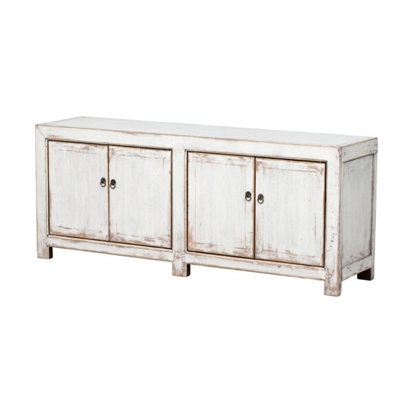A759 Mueble de televisión de diseño oriental 160 madera de olmo blanco con desgastes