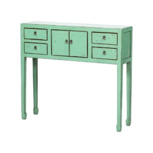 BF116 Consola de diseño oriental 100 madera de olmo verde claro con desgastes