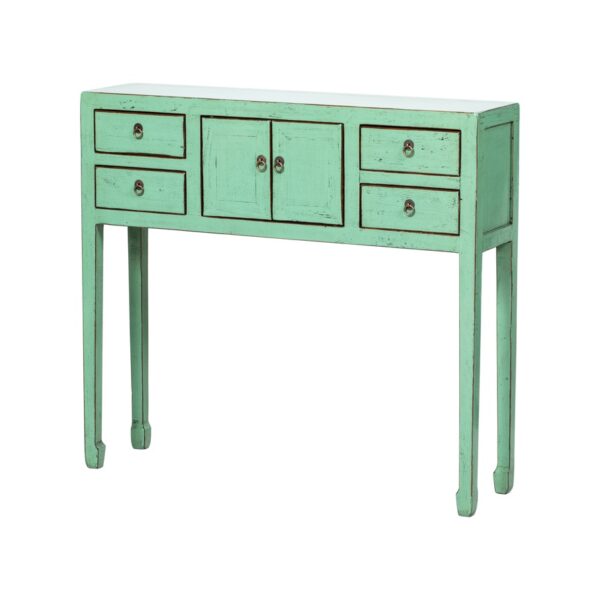 BF116 Consola de diseño oriental 100 madera de olmo verde claro con desgastes