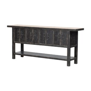GM614 Consola de gran tamaño diseño oriental 212 madera de pino negro y natural