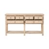 GM733 Consola de diseño oriental 163 madera de pino acabado natural 6 cajones