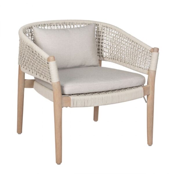 IBIZA-L-GL Sillón con reposabrazos para exterior diseño vintage madera natural y cuerda blanco grisáceo