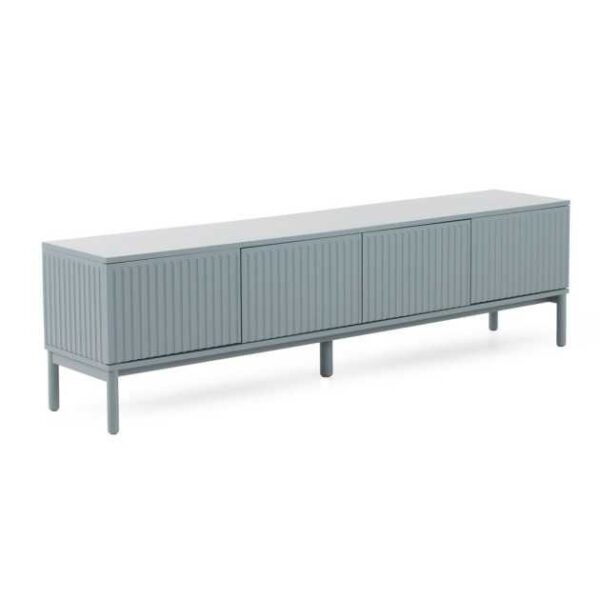 11519 Mueble de televisión de gran tamaño diseño moderno 200 color azul paloma frente acanalado