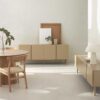 11528 Aparador de diseño moderno 180 color beige arena paloma 4 puertas