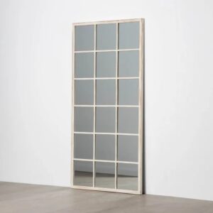615027 Espejo tipo ventana 90 marco de madera de abeto color blanco rozado