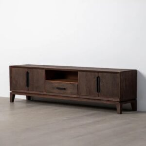 615132 Mueble de televisión de gran tamaño diseño rústico 200 madera de mango marrón
