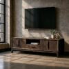 615132 Mueble de televisión de gran tamaño diseño rústico 200 madera de mango marrón