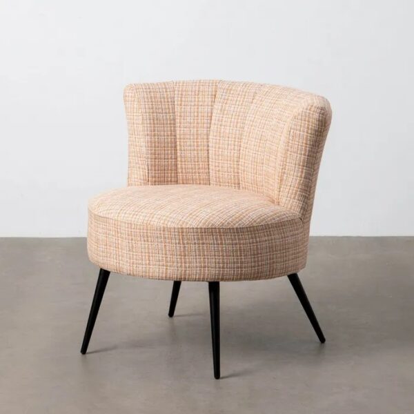 615251 Sillón butaca de diseño moderno patas madera negro y tapizado jaspeado tonos beige