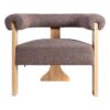 615252 Sillón butaca con reposabrazos madera formas redondeadas con tapizado gris rosa