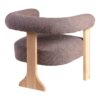 615252 Sillón butaca con reposabrazos madera formas redondeadas con tapizado gris rosa