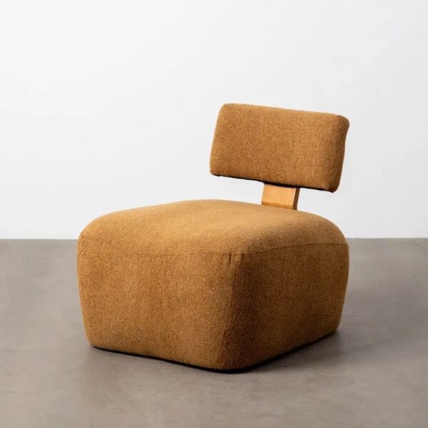615254 Sillón butaca de diseño moderno madera y tapizado mostaza jaspeado