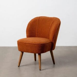 615283 Sillón butaca de diseño moderno patas de madera y tapizado bouclé terracota
