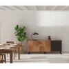 11513 Aparador de diseño rústico industrial 178 madera maciza reciclada y metal negro