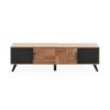 11514 Mueble de televisión diseño rústico industrial 178 madera maciza reciclada y metal negro