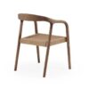 11587 Silla con reposabrazos diseño nórdico vintage madera de fresno y asiento trenzado