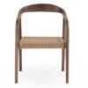 11587 Silla con reposabrazos diseño nórdico vintage madera de fresno y asiento trenzado