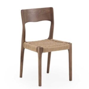 11588 Silla de diseño nórdico vintage madera de fresno y asiento trenzado