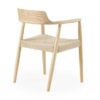 11594 Silla con reposabrazos de diseño nórdico vintage madera y asiento trenzado