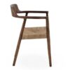 11595 Silla con reposabrazos de diseño nórdico vintage madera oscura y asiento trenzado