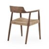11595 Silla con reposabrazos de diseño nórdico vintage madera oscura y asiento trenzado