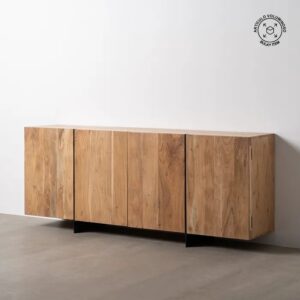 614466 Aparador de gran tamaño diseño rústico industrial 200 madera de acacia y hierro