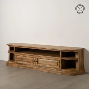 614965 Mueble de televisión gran tamaño diseño rústico 198 madera de mango acabado natural