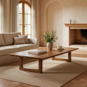 615022 Mesa de centro de gran tamaño diseño rústico colonial 150 madera de acacia natural