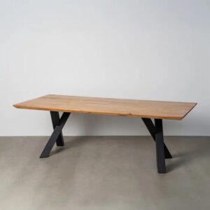 615024 Mesa de comedor de gran tamaño diseño industrial 240 madera de acacia con hierro