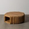 615239 Mesa de centro redonda diseño rústico 85 madera de mango natural