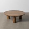 615241 Mesa de centro redonda de diseño rústico 90 madera de mango natural