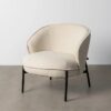615294 Sillón de diseño moderno tapizado beige y patas de metal negro