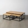 615298 Set de 3 mesas de centro de diseño industrial 130 madera de mango con hierro