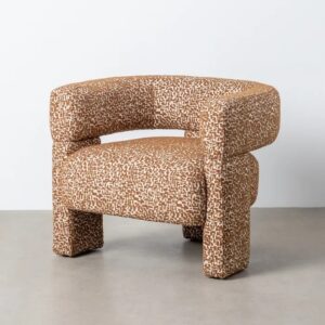 615421 Sillón de diseño moderno tapizado totalmente tela caqui formas geométricas