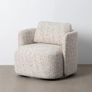 615423 Sillón giratorio de diseño moderno tapizado jaspeado beige