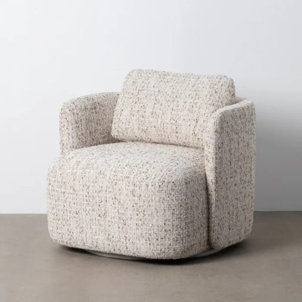 615423 Sillón giratorio de diseño moderno tapizado jaspeado beige