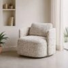 615423 Sillón giratorio de diseño moderno tapizado jaspeado beige