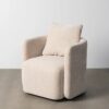 615432 Sillón giratorio de diseño moderno tapizado totalmente en tela color beige
