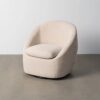 615435 Sillón giratorio diseño moderno tapizado beige y base de metal negro