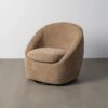 615436 Sillón giratorio diseño moderno tapizado taupe y base de metal negro
