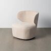 615437 Sillón giratorio de diseño moderno tapizado beige y base de hierro negro