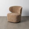 615438 Sillón giratorio de diseño moderno tapizado taupe y base de hierro negro