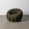 615440 Sillón de diseño moderno tapizado verde oscuro con costuras forma flor