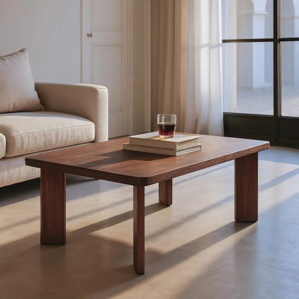615806 Mesa de centro rectangular de diseño rústico 115 madera de mango