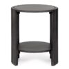 0747219 Mesita de noche diseño rústico Ø43 madera de mango negro laterales ranurados