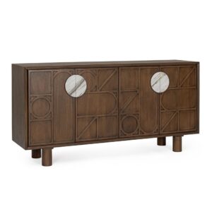 0747472 Aparador de diseño moderno HEMMING 160 madera de acacia y tiradores de mármol