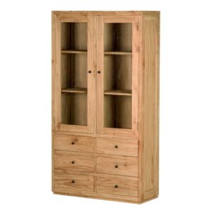 334020 Vitrina de diseño rústico100 madera mindi y puertas acristaladas