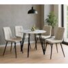 498001 Silla de diseño moderno tapizado beige costuras cuadrícula y patas metal negro