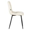 498001 Silla de diseño moderno tapizado beige costuras cuadrícula y patas metal negro