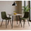 498002 Silla de diseño moderno tapizado verde costuras cuadrícula y patas metal negro