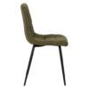498002 Silla de diseño moderno tapizado verde costuras cuadrícula y patas metal negro